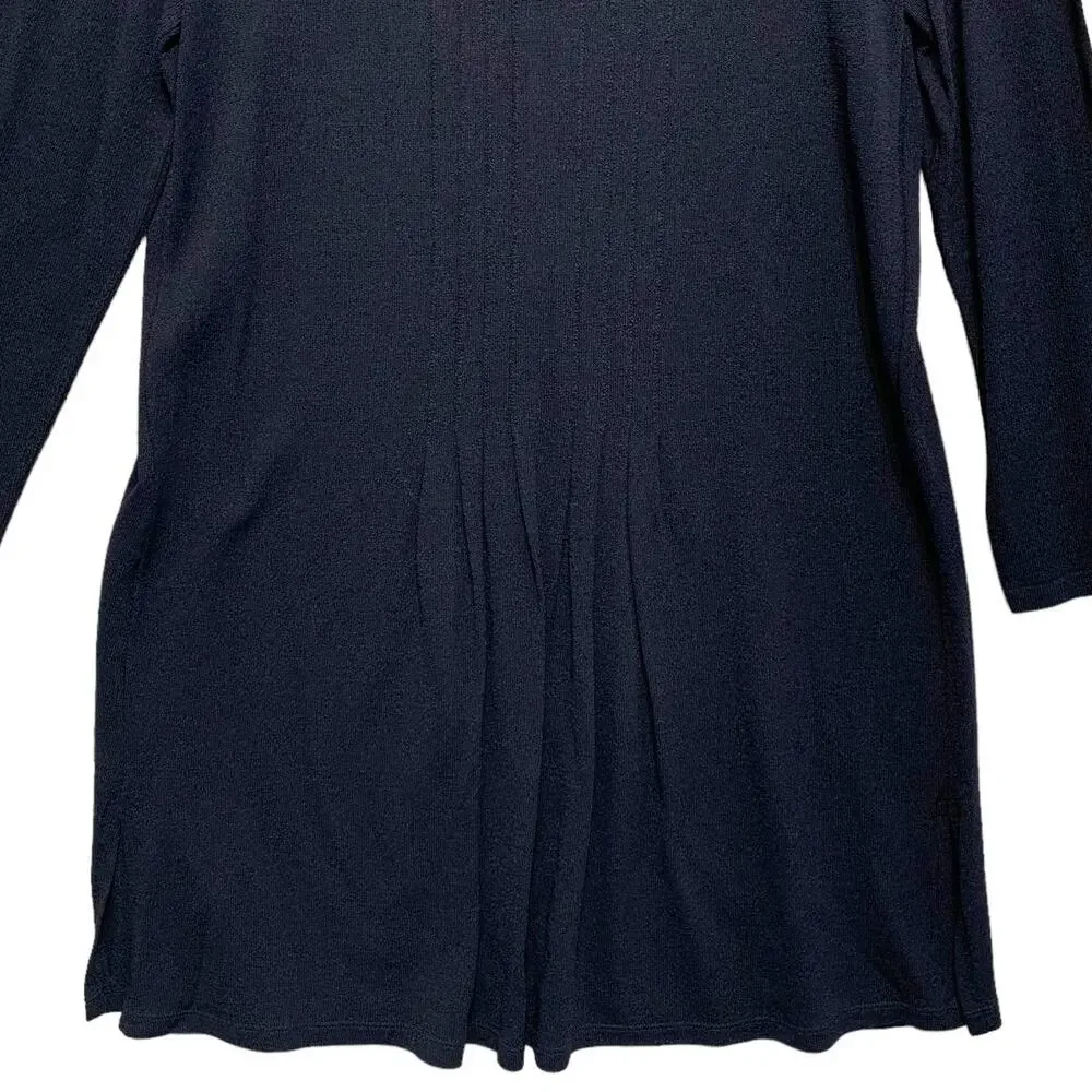 Nino Columbo Long Sleeve Stretch Lagenlook Mini Dress Women's Sz 38 (M) Navy - Picture 3 of 6